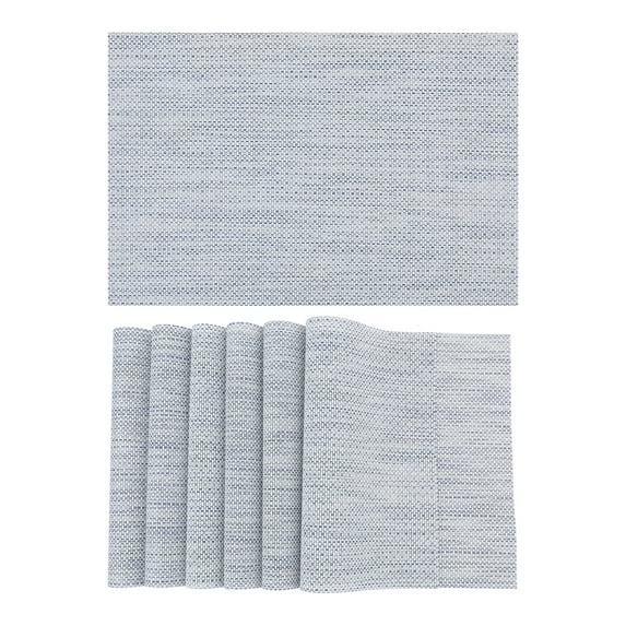 REGALWOVEN Placemats Set of 6 Solid Placemats for Dining Table Decor Indoor Outdoor Washable Kitchen Table Mat Wipe Clean Blue 18*12in
