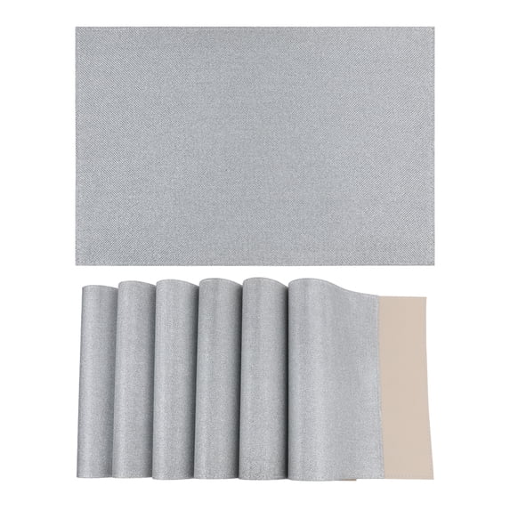 REGALWOVEN Placemats Set of 6 Sparkle Placemats for Kitchen Dining Table Decor Heat Resistant Table Placemats Wipeable Table Mat Silver 18*12in