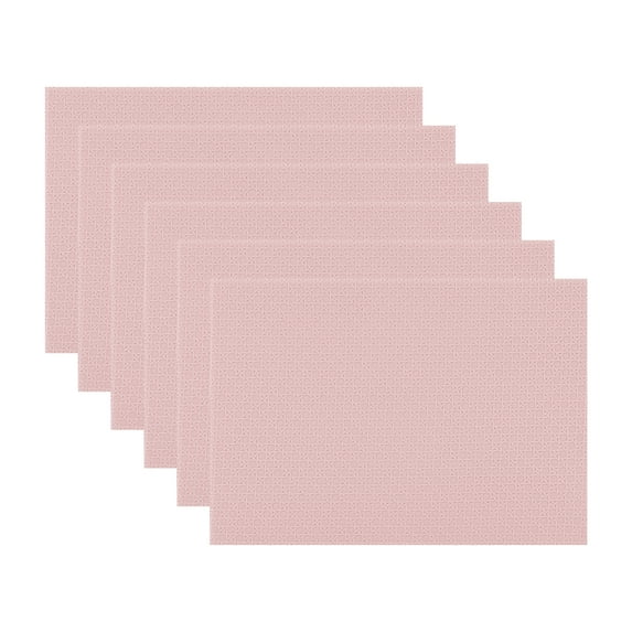 REGALWOVEN Placemats Set of 6 Woven Placemats for Dining Table Decor Indoor Outdoor Washable Kitchen Table Mat Wipe Clean Pink 17*12in