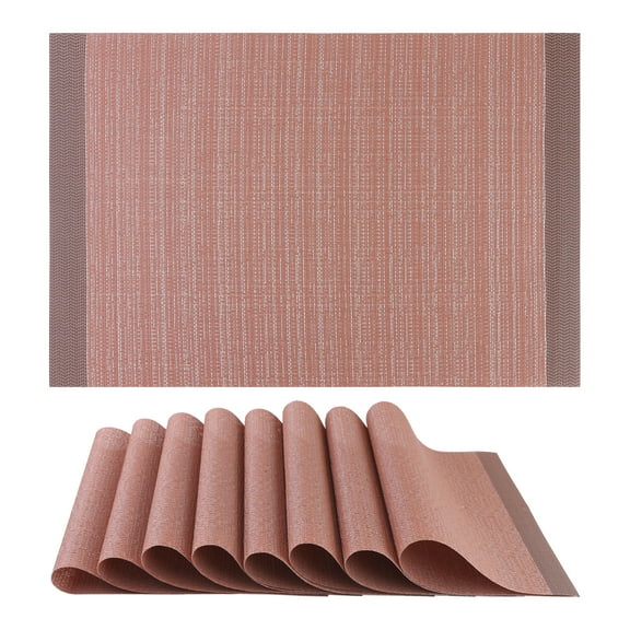 REGALWOVEN Placemats Set of 8 Placemats for Kitchen Dining Table Decor Washable Heat Resistant Table Placemats Wipeable Table Mat Coffee 18*12in
