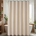 thumbnail image 1 of REGALWOVEN Plaid Textured Shower Curtain Sets, Modern Weighted Bath Curtain with 12 Hooks for Bathroom, Hotel Decor Brown 71"W x 71"L, 1 of 6