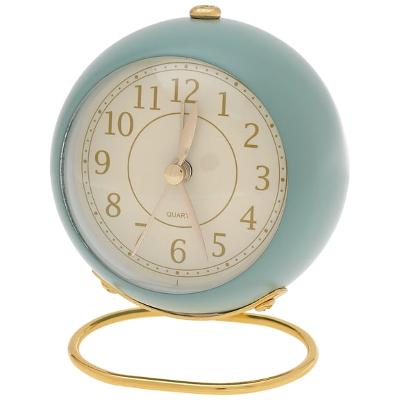 REGALWOVEN Planet Design Desk Alarm Clock Minimalist Metal Frame, Non-Tick, Perfect for Study/Office Light Blue 4.1"L x 2.5"W x 3.5"H