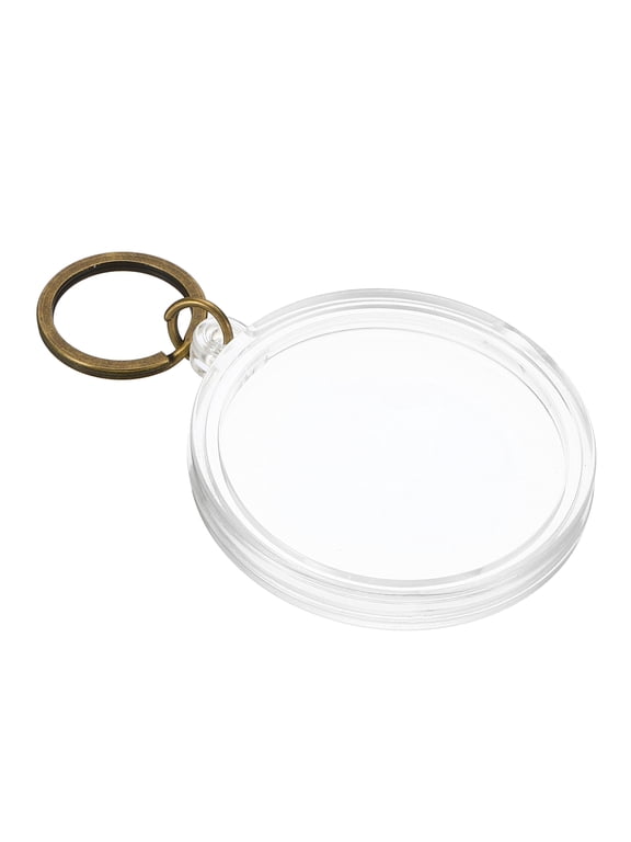 Plastic Coin Holder Keychain, Round Coin Case with Key Ring Medallion Holder Bronze