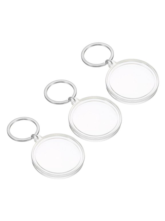 Plastic Coin Holder Keychain Round Coin Case with Key Ring Medallion Holder Silver