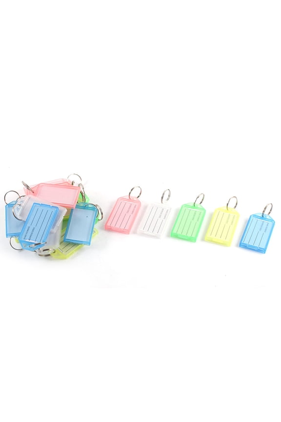 Plastic Key Fobs ID Tags Name Card Keyring Keychain w Label Assorted Color 20pcs