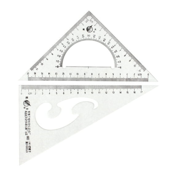 REGALWOVEN Plastic Stationery Drawing Studying Triangle Ruler Protractor 2 Pcs