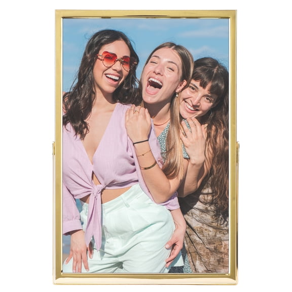 REGALWOVEN Polished Metal Glass Picture Frame for Photo and Poster Vertical Photo Formats for Tabletop Gold 4x6