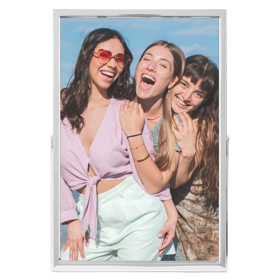 REGALWOVEN Polished Metal Glass Picture Frame for Photo and Poster Vertical Photo Formats for Tabletop Silver 4x6