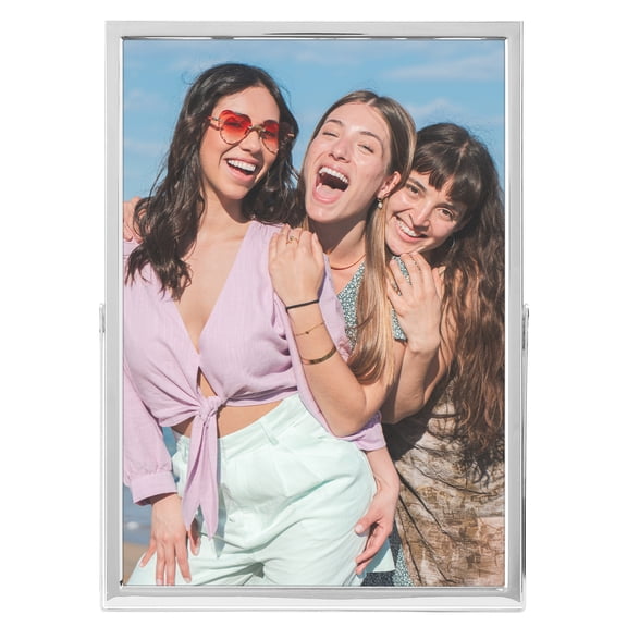 REGALWOVEN Polished Metal Glass Picture Frame for Photo and Poster Vertical Photo Formats for Tabletop Silver 5x7