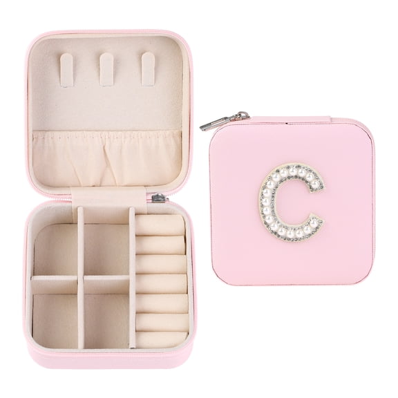 REGALWOVEN Portable Jewelry Box, Mini PU Leather Jewelry Organizer Boxes Storage Display Holder, Jewelry Case Storage for Women ["C"]