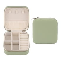 REGALWOVEN Portable Jewelry Box, Mini PU Leather Jewelry Organizer Boxes Storage Display Holder, Jewelry Case for Women Green