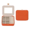 thumbnail image 1 of REGALWOVEN Portable Jewelry Box with Button, Mini Faux Leather Jewelry Organizer Boxes Storage Display Holder Orange, 1 of 7