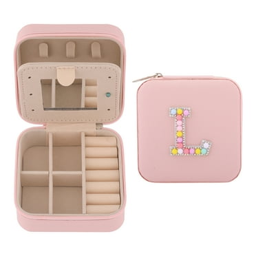 REGALWOVEN Portable Jewelry Box with Mirror, Mini PU Leather Jewelry Organizer L