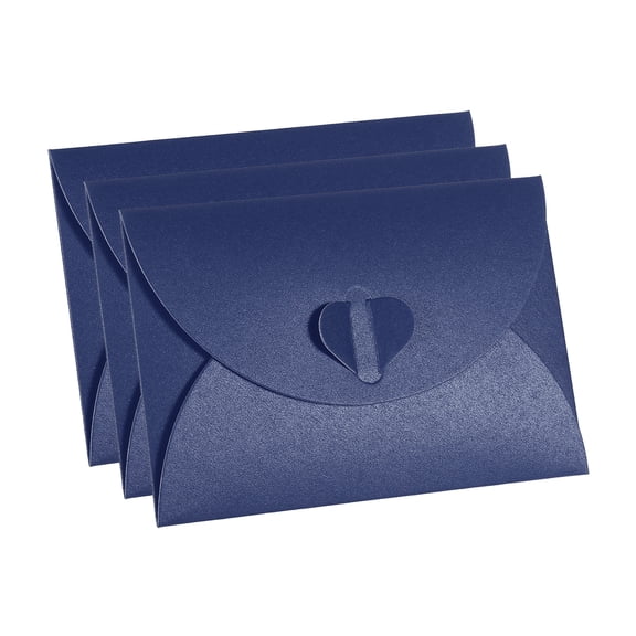 REGALWOVEN Present Card Envelopes, Heart Shaped Clasp Small Cards Holder Dark Blue