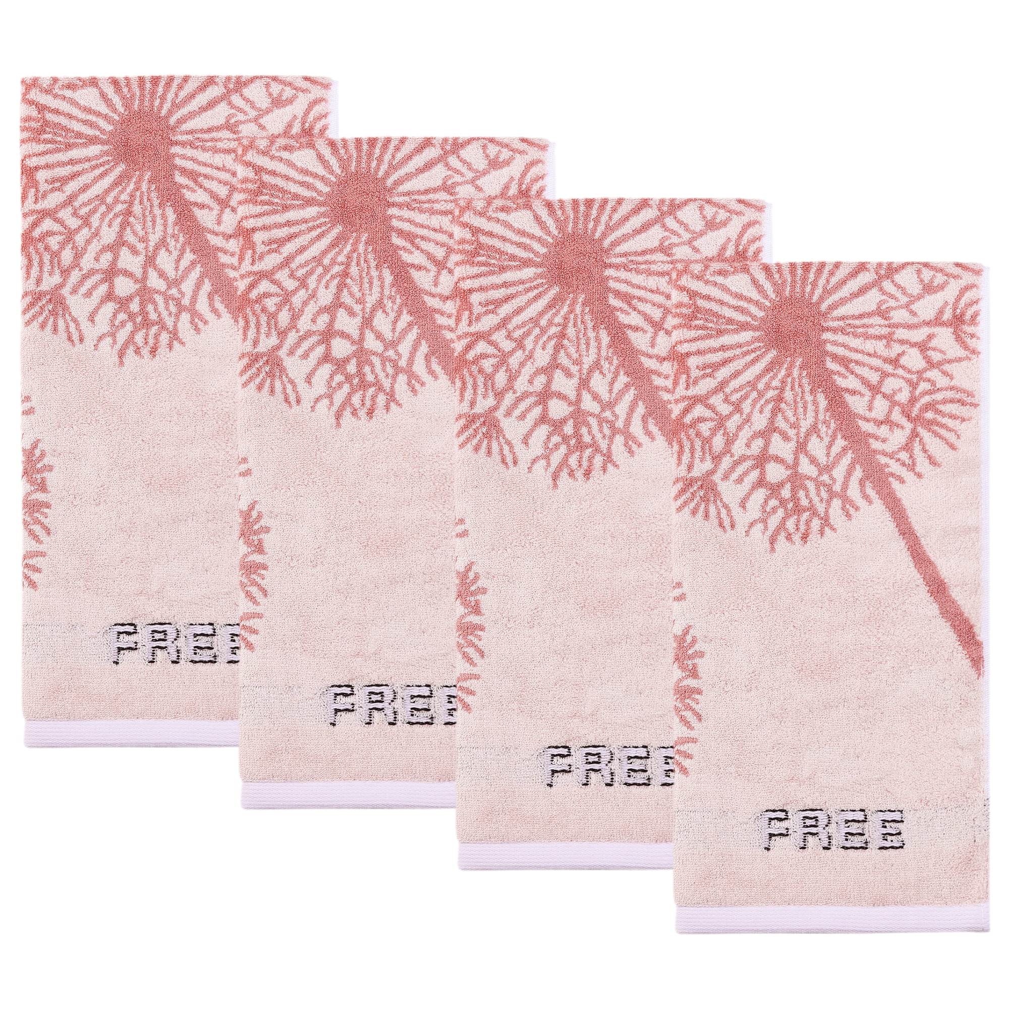 REGALWOVEN Pure Cotton Decorative Hand Towels with Dandelion Pattern, Ultra Soft Absorbent Quick Dry Bathroom Towels for Home, Spa, 29" x 13" Brown 4pk