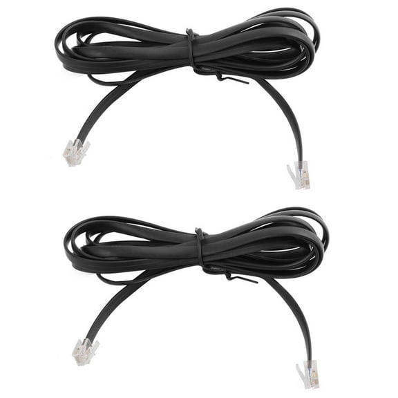 REGALWOVEN RJ12 6P6C Telephone Handset Receiver Extension Cord Wire Cable Black 2 Pcs