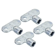 REGALWOVEN Radiator Valve Keys, 4 Pack Zinc Alloy Square Socket Vent Air Valve Key Wrench Plumbing Bleeder Tool Single Hole for Radiator Heater Faucet, Silver