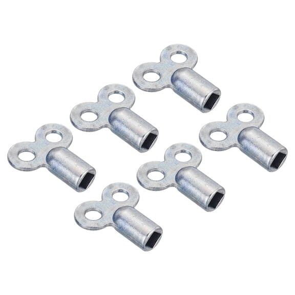 Uxcell Radiator Valve Keys, 6 Pack Zinc Alloy Square Socket Vent Air Valve Key Wrench Plumbing Bleeder Tool Double Hole for Radiator Heater Faucet, Silver