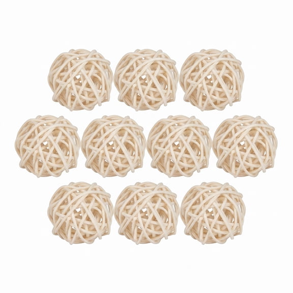 REGALWOVEN Rattan Balls for Lights - 10 Pack Wicker Decorative Spheres Orbs, Natural Hanging Tree Ornaments White 2"