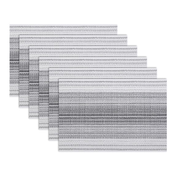 REGALWOVEN Rectangle Placemats Set of 6 Plastic Placemats for Kitchen Dining Washable Heat Resistant Table Placemats Wipeable Table Mat Black 17.7x11.8inch