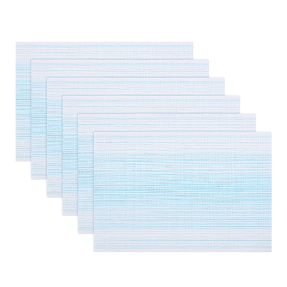 REGALWOVEN Rectangle Placemats Set of 6 Plastic Placemats for Kitchen Dining Washable Heat Resistant Table Placemats Wipeable Table Mat Blue 17.7x11.8inch