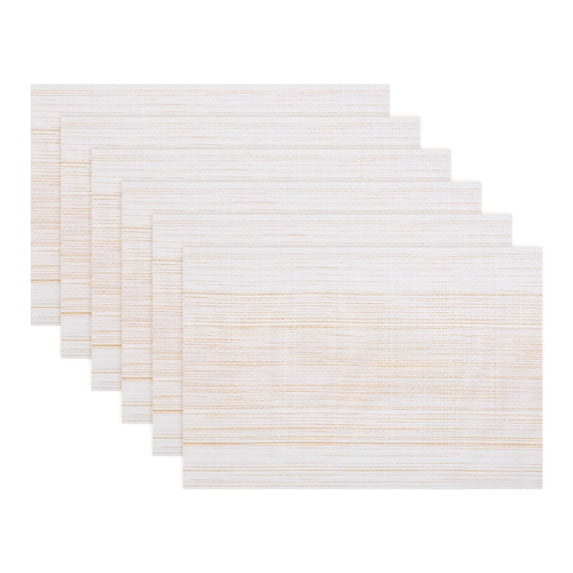 REGALWOVEN Rectangle Placemats Set of 6 Plastic Placemats for Kitchen Dining Washable Heat Resistant Table Placemats Wipeable Table Mat Yellow 17.7x11.8inch
