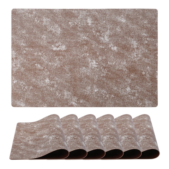 REGALWOVEN Rectangle Placemats Set of 6 Vinyl Placemats for Table Decor Washable Heat Resistant Table Placemats Wipeable Table Mat Bronze 17.7x11.8inch