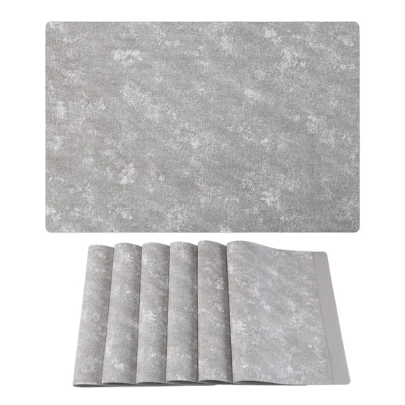 REGALWOVEN Rectangle Placemats Set of 6 Vinyl Placemats for Table Decor Washable Heat Resistant Table Placemats Wipeable Table Mat Gray 17.7x11.8inch