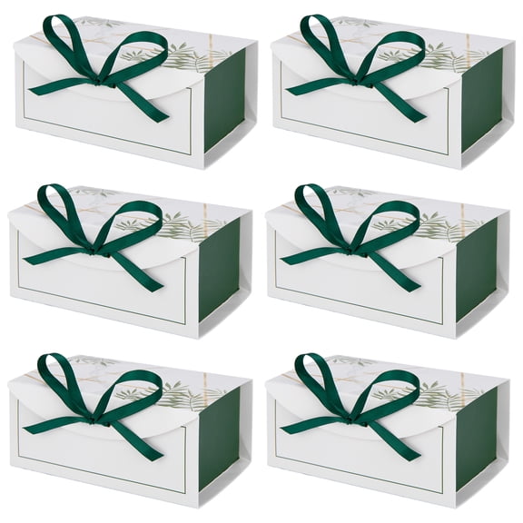 REGALWOVEN Rectangular Flat Packed Easy Paper Treat Boxes for Gifting and Events Green 4.3"L x 2.4"W x 1.8"H