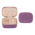 thumbnail image 1 of REGALWOVEN Rectangular Leather Jewelry Box for Women, Single Layer Travel Jewelry Organizer with Zipper Purple, 1 of 7