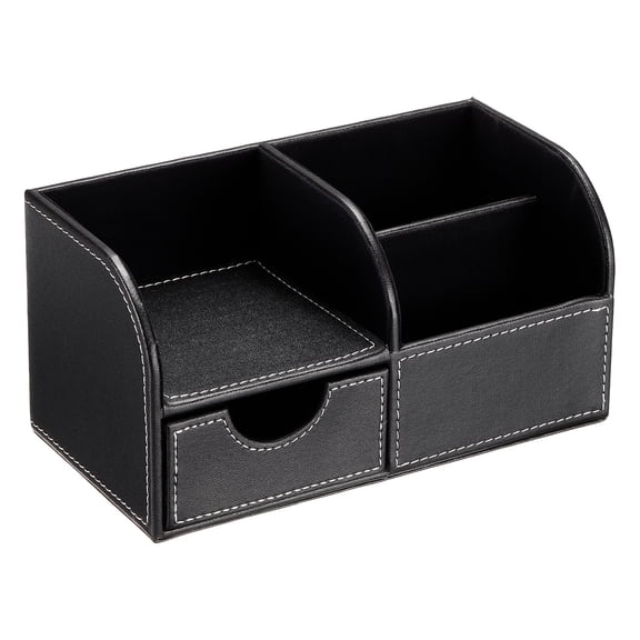 REGALWOVEN Remote Control Holder, PU Leather Desktop Supplies Remotes Storage Organizer Black