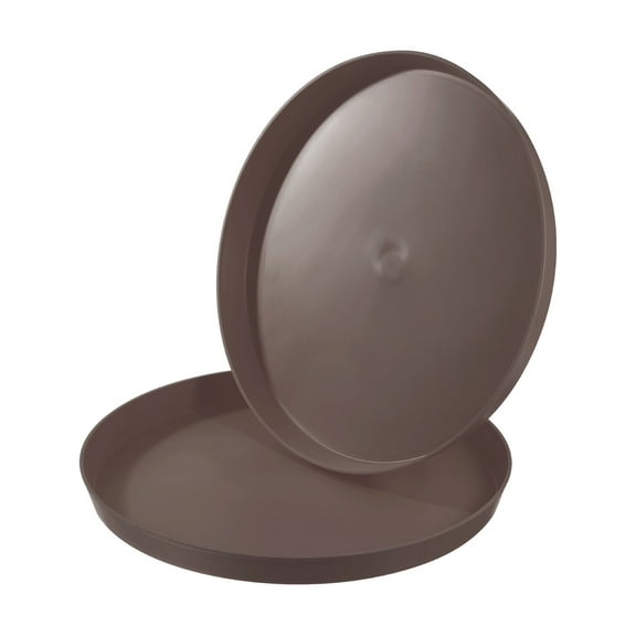 REGALWOVEN Restaurant Serving Trays, Round Non-Slip Food Service Tray Platter Brown