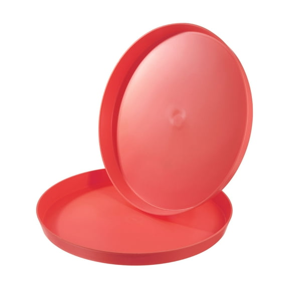 REGALWOVEN Restaurant Serving Trays, Round Non-Slip Food Service Tray Platter Red