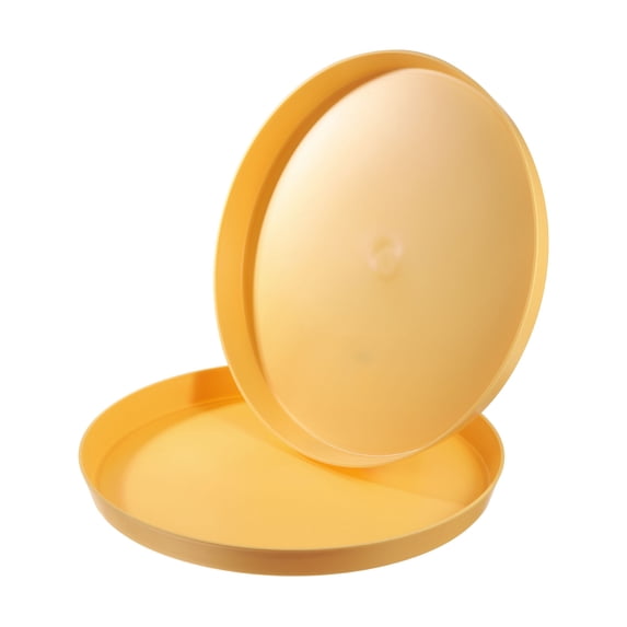 REGALWOVEN Restaurant Serving Trays, Round Non-Slip Food Service Tray Platter Yellow