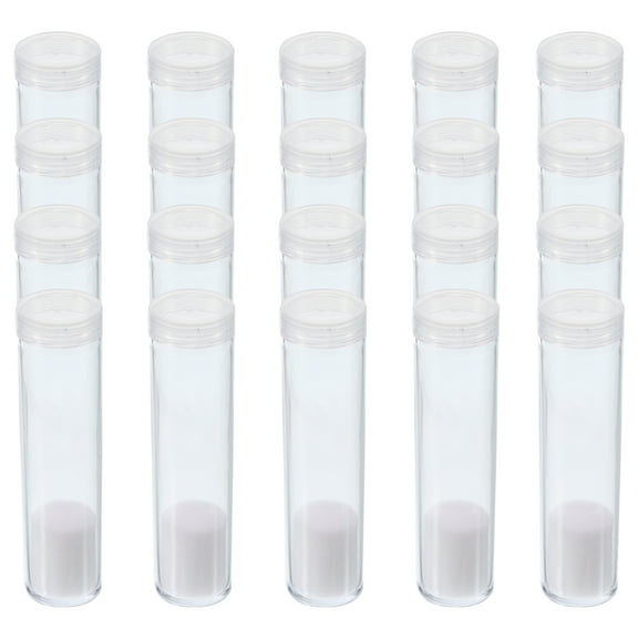 REGALWOVEN Round Coin Tubes with Screw Lid Plastic Coin Holders for Collection Supplies 20mm