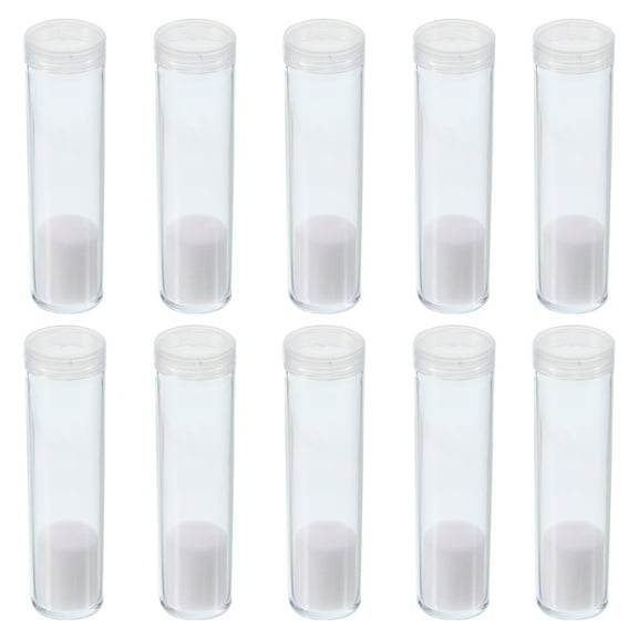 REGALWOVEN Round Coin Tubes with Screw Lid Plastic Coin Holders for Collection Supplies 20mm