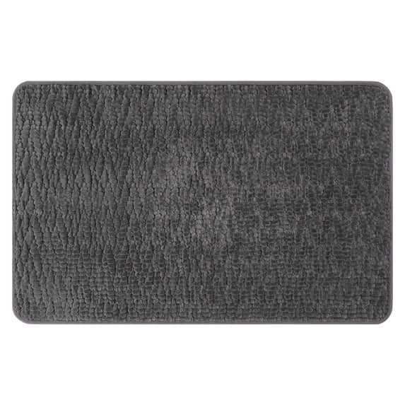 REGALWOVEN Rubber Backing Non Slip Quick Dry Bath Mat, Absorbent Machine Washable Bath Carpet Bath Rug Grey 16" x 24"