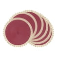 thumbnail image 1 of REGALWOVEN Rustic Placemats 6 Pack Round Woven Placemats for Dining Table Decor Indoor Outdoor Washable Kitchen Table Mat Wipe Clean Red 15x15inch, 1 of 6