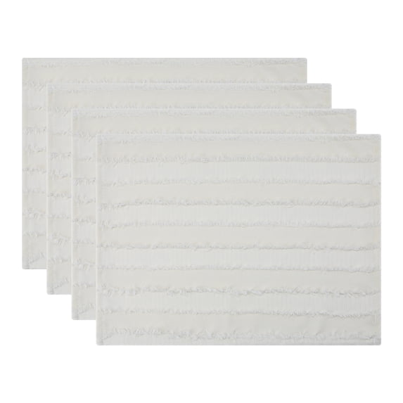 REGALWOVEN Rustic Placemats Set of 4 Rectangular Cotton Blend Placemats for Dining Table Decor Washable Kitchen Table Mat Wipe Clean Beige 15.7x11.8inch