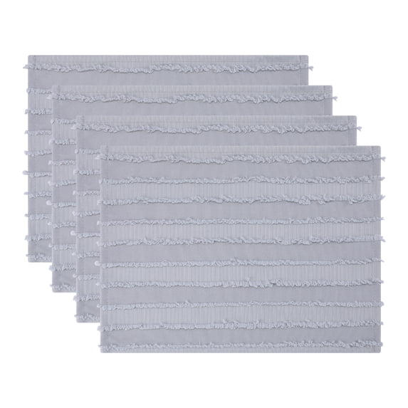 REGALWOVEN Rustic Placemats Set of 4 Rectangular Cotton Blend Placemats for Dining Table Decor Washable Kitchen Table Mat Wipe Clean Gray 15.7x11.8inch