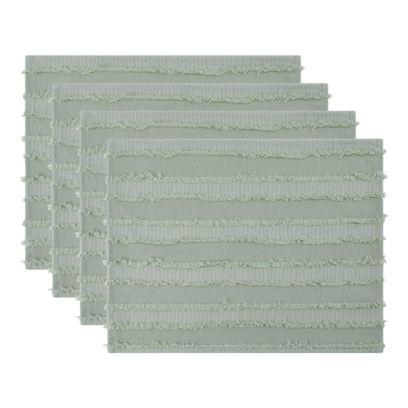 REGALWOVEN Rustic Placemats Set of 4 Rectangular Cotton Blend Placemats for Dining Table Decor Washable Kitchen Table Mat Wipe Clean Green 15.7x11.8inch