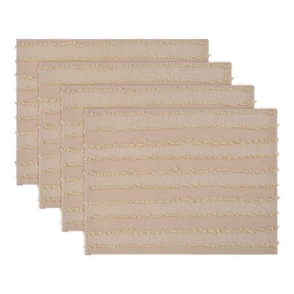 REGALWOVEN Rustic Placemats Set of 4 Rectangular Cotton Blend Placemats for Dining Table Decor Washable Kitchen Table Mat Wipe Clean Khaki 15.7x11.8inch