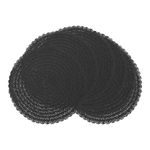 REGALWOVEN Rustic Placemats Set of 6 Round Woven Placemats for Dining Table Decor Indoor Outdoor Washable Kitchen Table Mat Wipe Clean Black 15x15inch