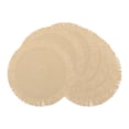 thumbnail image 1 of REGALWOVEN Rustic Placemats Set of 6 Woven Round Placemats with Tassels for Dining Table Decor Washable Kitchen Table Mat Wipe Clean Beige 15x15inch, 1 of 6