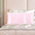 thumbnail image 1 of REGALWOVEN Satin Pillowcase for Hair and Skin, Durable Set of 2 Envelope Closure Pillow Cases Pink Standard, 1 of 7