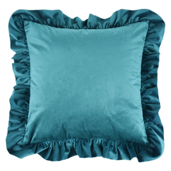 REGALWOVEN Scalloped Square Outdoor Throw Pillow Covers Set of 1 Piece for Sofa Living Room Decor Blue 18" x 18"