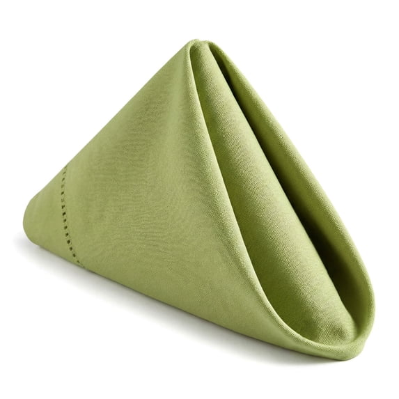 REGALWOVEN Set of 12 Cloth Napkins, Polyester Washable and Reusable Table Dinner Napkins for Home, Restaurant, Weddings, and Parties Grass Green 17x17inch