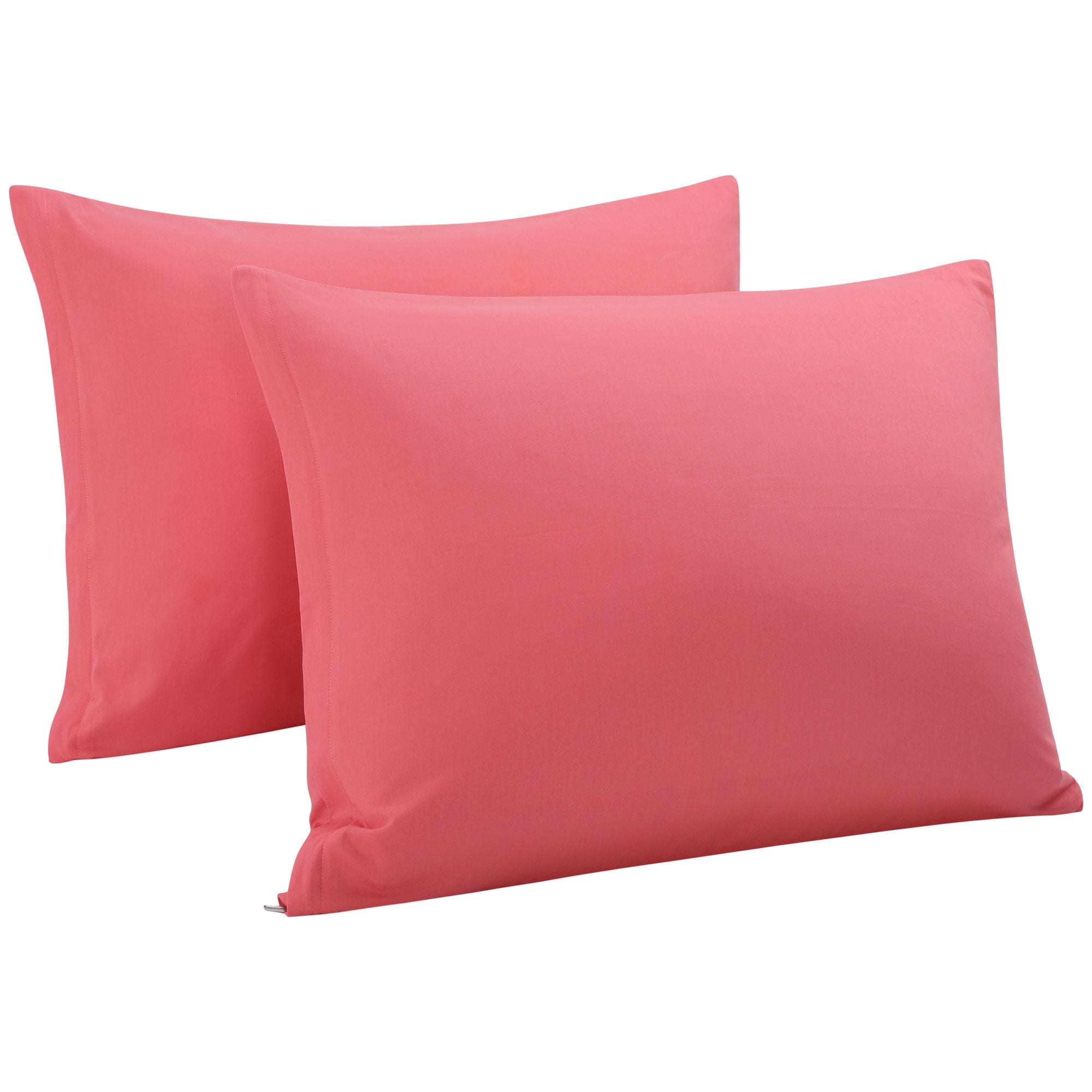 REGALWOVEN Set of 2 Cotton Pillowcases with Zipper Closure Coral Pink Standard 20 x26