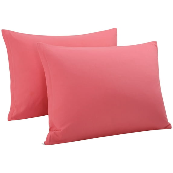 REGALWOVEN Set of 2 Cotton Pillowcases with Zipper Closure Coral Pink Standard(20"x26")