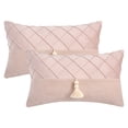thumbnail image 1 of REGALWOVEN Set of 2 Diamond Pattern Throw Pillow Covers with Tassel Boho Soft Decorative Pillow Cases for Farmhouse Home Decor Pink 20" x 12", 1 of 7